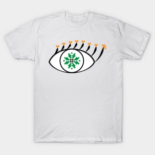 Eye - Traditional Romanian folk art knitted embroidery pattern T-Shirt